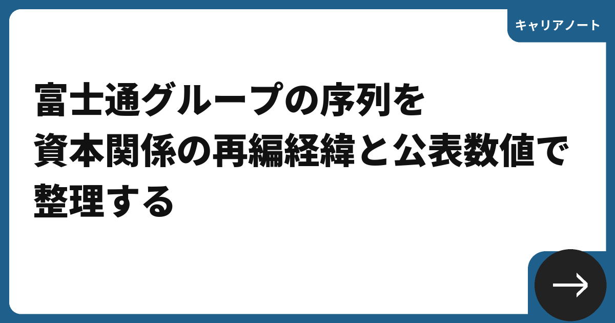 富士通グループの序列を資本関係の再編経緯と公表数値で整理する