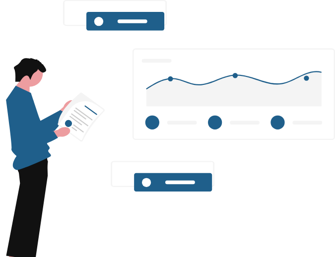 有価証券報告書の数値を比較するイラスト